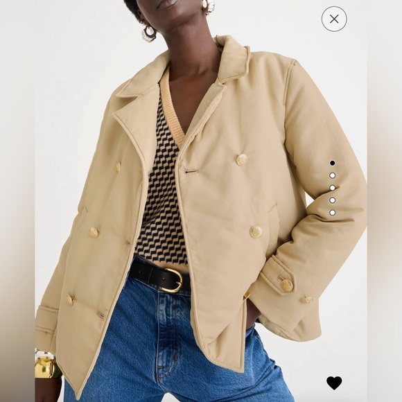NWT J Crew Peacoat Puffer Jacket in Lightweight Shiny Nylon - Picture 2 of 6